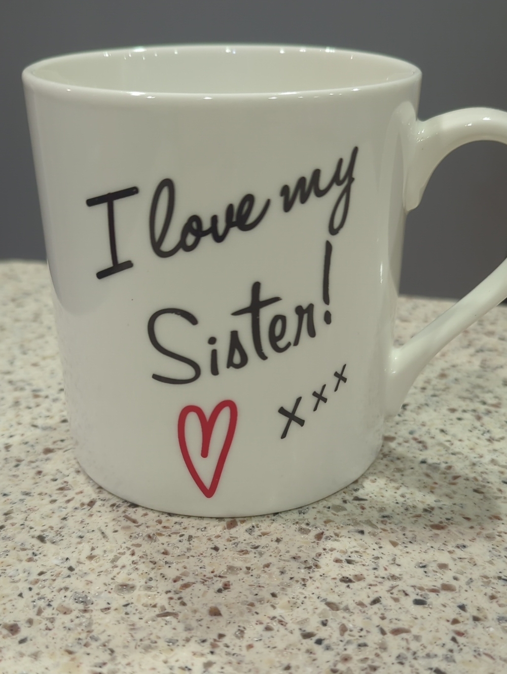 Home Essentials White Mug with Red Heart "I love my Sister!"